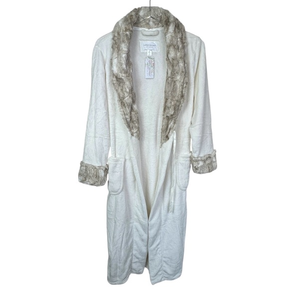 NWT Carol Hochman Long Plush Midnight Cream Wrap Long Robe Women’s Size Small - Picture 6 of 16